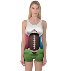 Helmet Ball Football America Sport Red Brown Blue Green One Piece Boyleg Swimsuit by Mariart