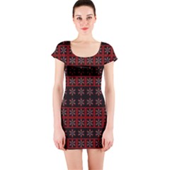 Dark Tiled Pattern Short Sleeve Bodycon Dress by linceazul