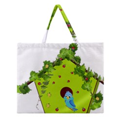 Bluebird Bird Birdhouse Avian Zipper Large Tote Bag by Nexatart