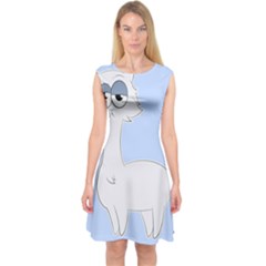 Grumpy Persian Cat Llama Capsleeve Midi Dress by Catifornia