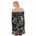 Wreaths Flower Floral Leaf Rose Sunflower Green Yellow Black Off Shoulder Skater Dress View2