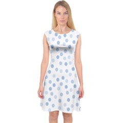 Bubble Balloon Circle Polka Blue Capsleeve Midi Dress by Mariart