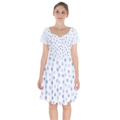 Bubble Balloon Circle Polka Blue Short Sleeve Bardot Dress by Mariart