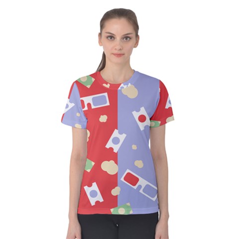 Glasses Red Blue Green Cloud Line Cart Women s Cotton Tee by Mariart