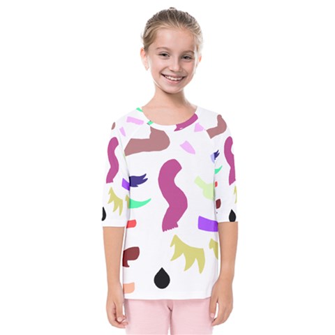 Plushie Color Rainbow Brown Purple Yellow Green Black Kids  Quarter Sleeve Raglan Tee by Mariart