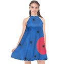 Pink Umbrella Red Blue Halter Neckline Chiffon Dress  View1