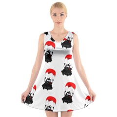 Pattern Sheep Parachute Children V-neck Sleeveless Skater Dress by Nexatart