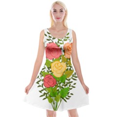 Roses Flowers Floral Flowery Reversible Velvet Sleeveless Dress by Nexatart