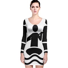 Cropped Kayak Graphic Race Paddle Black Water Sea Wave Beach Long Sleeve Velvet Bodycon Dress by Mariart