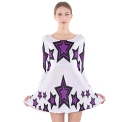 Star Purple Space Long Sleeve Velvet Skater Dress by Mariart