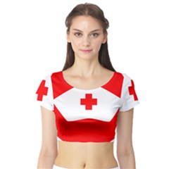 Tabla Laboral Sign Red White Short Sleeve Crop Top (tight Fit) by Mariart