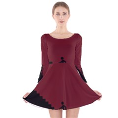 Walking Stairs Steps Person Step Long Sleeve Velvet Skater Dress by Nexatart