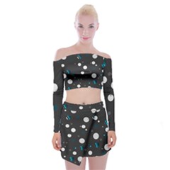 Decorative Dots Pattern Off Shoulder Top With Skirt Set by ValentinaDesign