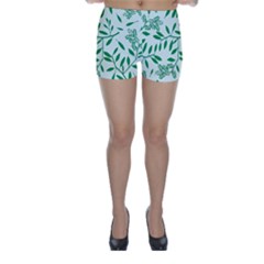 Leaves Foliage Green Wallpaper Skinny Shorts by Nexatart