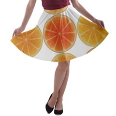 Orange Discs Orange Slices Fruit A-line Skater Skirt by Nexatart