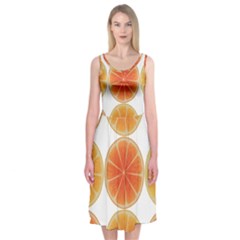 Orange Discs Orange Slices Fruit Midi Sleeveless Dress by Nexatart