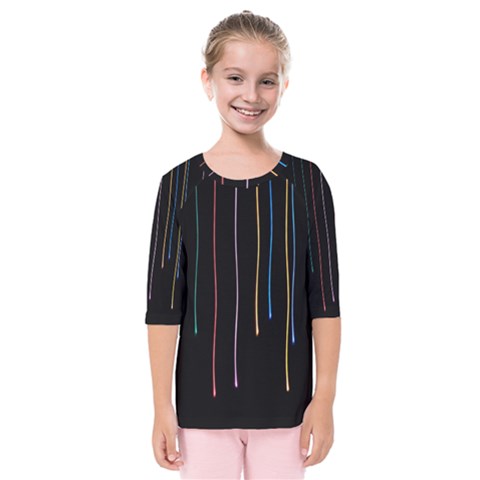 Falling Light Lines Perfection Graphic Colorful Kids  Quarter Sleeve Raglan Tee by Mariart