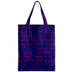 Grid Lines Square Pink Cyan Purple Blue Squares Lines Plaid Zipper Classic Tote Bag by Mariart