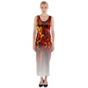 Effect Pattern Brush Red Orange Fitted Maxi Dress View1