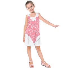 Heart Stripes Symbol Striped Kids  Sleeveless Dress by Nexatart