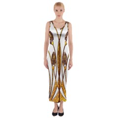 Scroll Gold Floral Design Fitted Maxi Dress by Nexatart