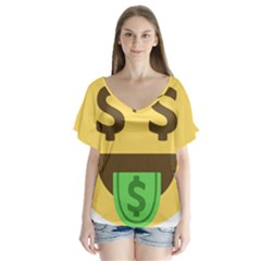 Money Face Emoji Flutter Sleeve Top by BestEmojis