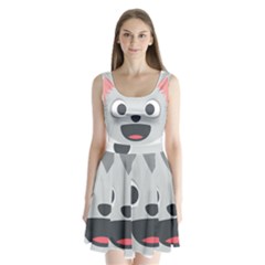 Cat Smile Split Back Mini Dress  by BestEmojis