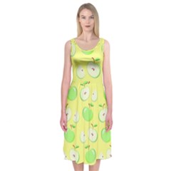 Apples Apple Pattern Vector Green Midi Sleeveless Dress by Nexatart