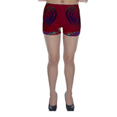 Red Heart Colorful Love Shape Skinny Shorts by Nexatart