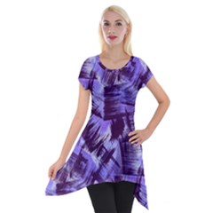 Purple Paint Strokes Short Sleeve Side Drop Tunic by KirstenStar