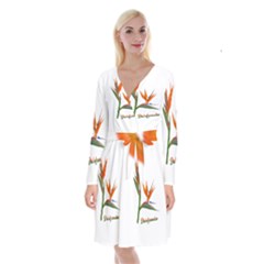 Bird Of Paradise Long Sleeve Velvet Front Wrap Dress by Valentinaart