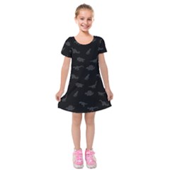 Dinosaurs Pattern Kids  Short Sleeve Velvet Dress by ValentinaDesign