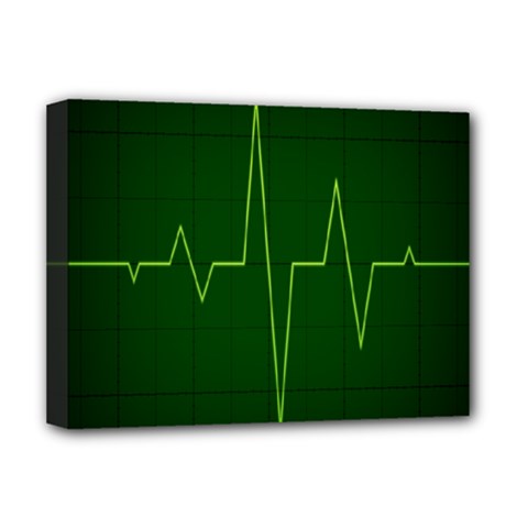 Heart Rate Green Line Light Healty Deluxe Canvas 16  X 12   by Mariart