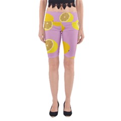 Fruit Lemons Orange Purple Yoga Cropped Leggings by Mariart