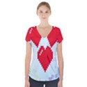 Red Heart Love Plaid Red Blue Short Sleeve Front Detail Top View1