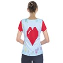 Red Heart Love Plaid Red Blue Short Sleeve Front Detail Top View2