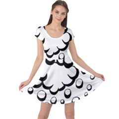 Splash Bubble Black White Polka Circle Cap Sleeve Dresses by Mariart