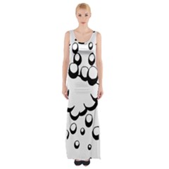 Splash Bubble Black White Polka Circle Maxi Thigh Split Dress by Mariart