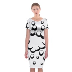 Splash Bubble Black White Polka Circle Classic Short Sleeve Midi Dress by Mariart