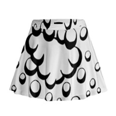 Splash Bubble Black White Polka Circle Mini Flare Skirt by Mariart