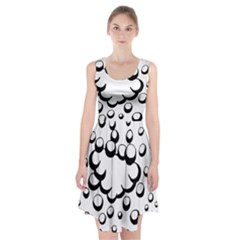 Splash Bubble Black White Polka Circle Racerback Midi Dress by Mariart