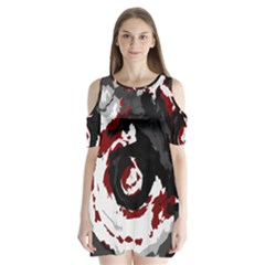 Abstract Art Shoulder Cutout Velvet  One Piece by ValentinaDesign