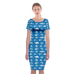 Fish Pattern Classic Short Sleeve Midi Dress by ValentinaDesign