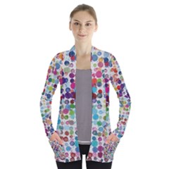 Colorful Splatters         Women s Open Front Pockets Cardigan by LalyLauraFLM