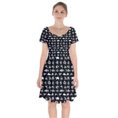 Fish Pattern Short Sleeve Bardot Dress by ValentinaDesign