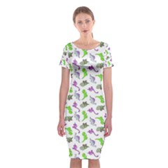 Dinosaurs Pattern Classic Short Sleeve Midi Dress by ValentinaDesign