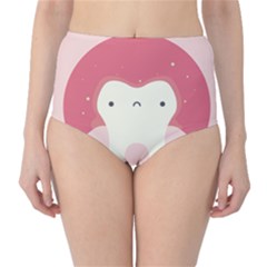 Sad Tooth Pink High-waist Bikini Bottoms by Mariart