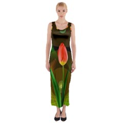 Tulip Flower Background Nebulous Fitted Maxi Dress by Nexatart