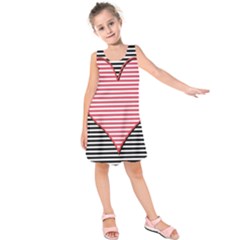 Heart Stripes Symbol Striped Kids  Sleeveless Dress by Nexatart