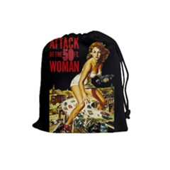 Attack Of The 50 Ft Woman Drawstring Pouches (large)  by Valentinaart